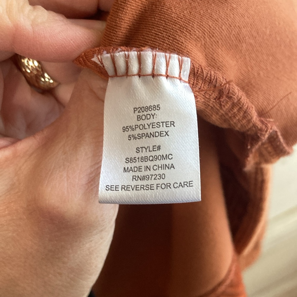 Crave Fame Cozy Ribbed Velvet Hoodie Rust Size Medium - Picture 5 of 6
